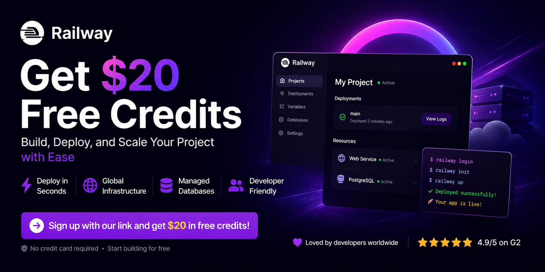 Get $20 Free Credits with Railway