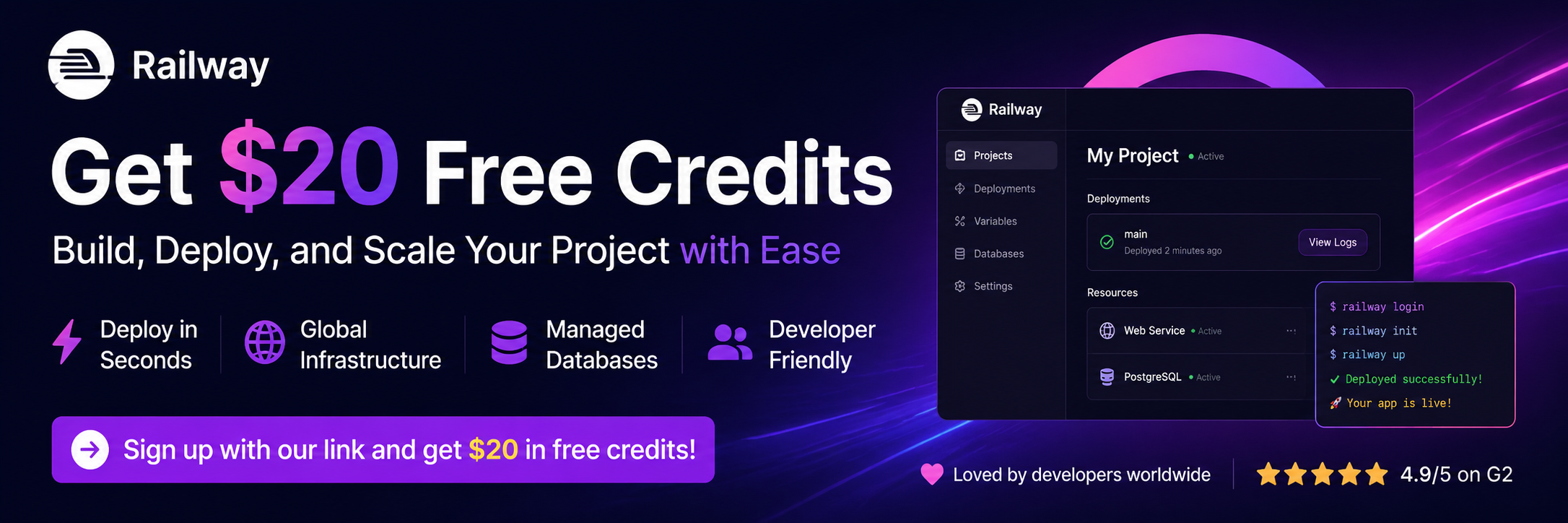 Get $20 Free Credits with Railway