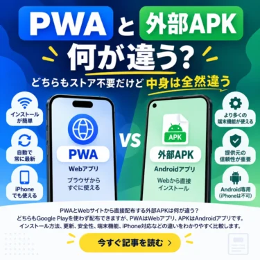 PWAと外部APKは何が違う?どちらもストア不要だけど中身は全然違う