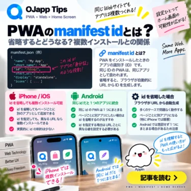 PWAのmanifest idとは?省略するとどうなる?複数インストールとの関係